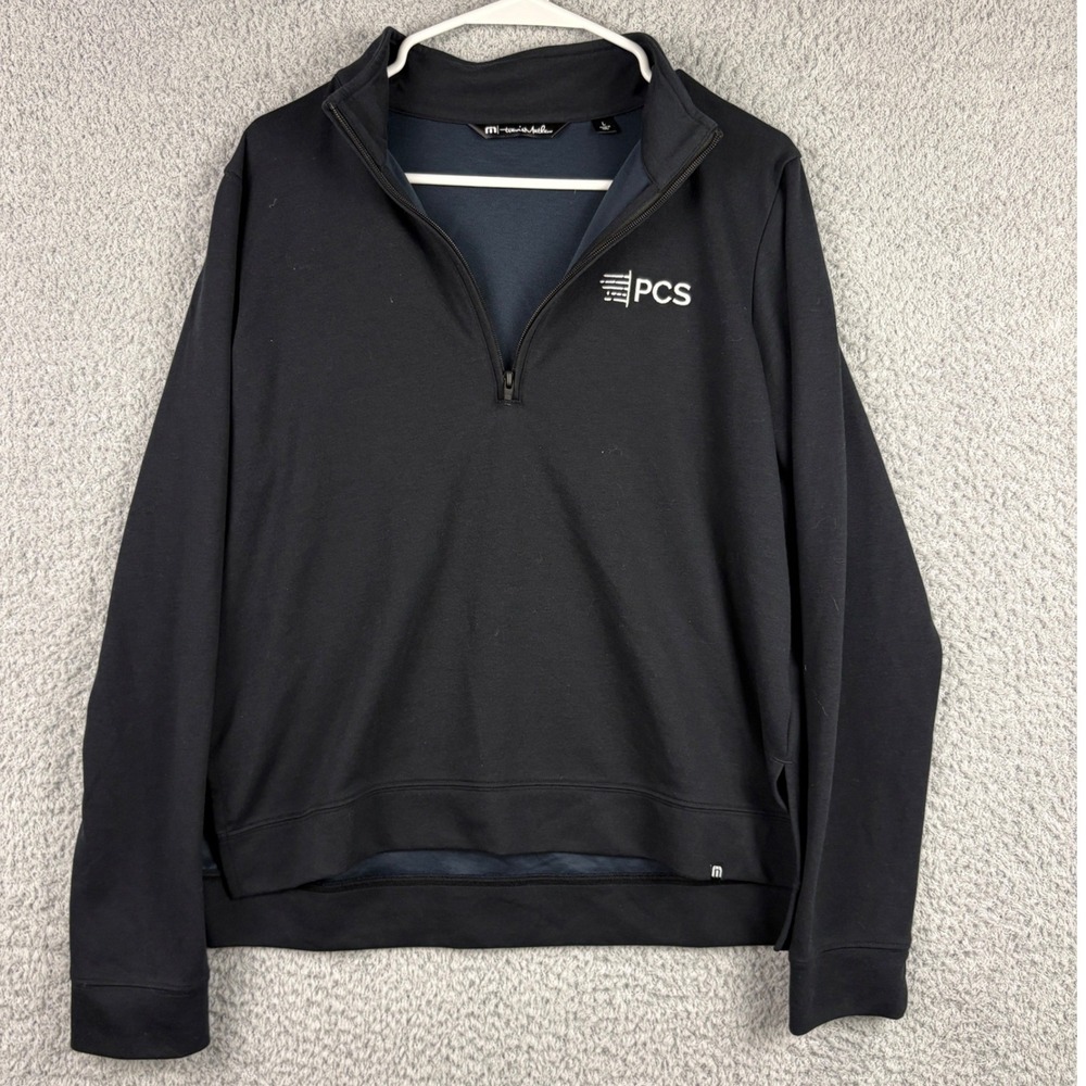 Travis Mathew 1/4 Zip Pullover Mens Large Black Golf Performance Stretch